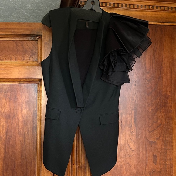 BCBGMAXAZRIA Alexandria Vest Puff One Shoulder Black Size Small - Picture 12 of 16